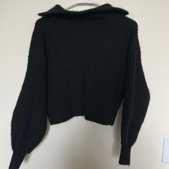 Topshop Collared Black Sweater with Silver Button - Picture 3 of 3